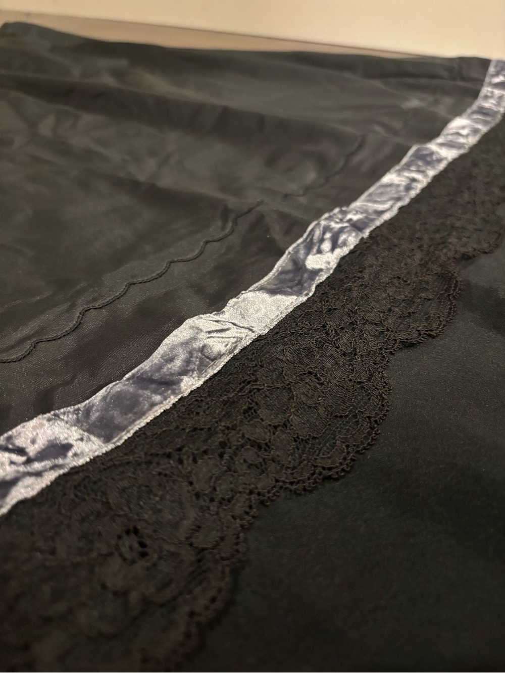 Vintage Sears Slip Skirt with Lace, Tule and Velvet Detailing - Picture 4 of 5